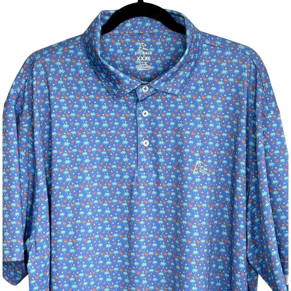 Rhoback Snowbird Golf Polo Shirt XXXL 3XL Resort Flamingo Performance Stretchy